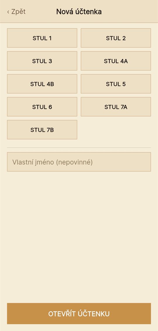 Nová účtenka: stůl, nebo vlastní jméno